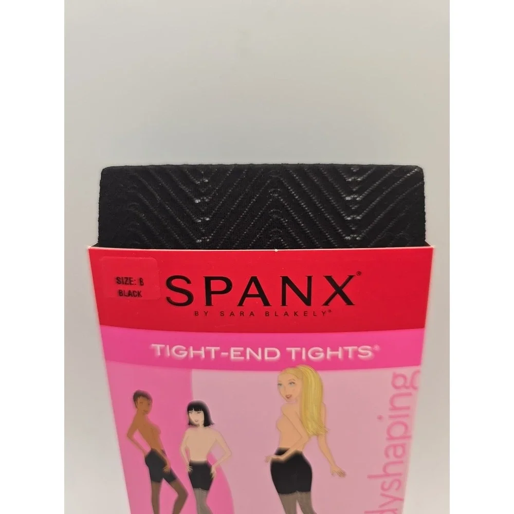Spanx Tight-End Tights Size B Black Patterned -‎ Illusion Stripe New